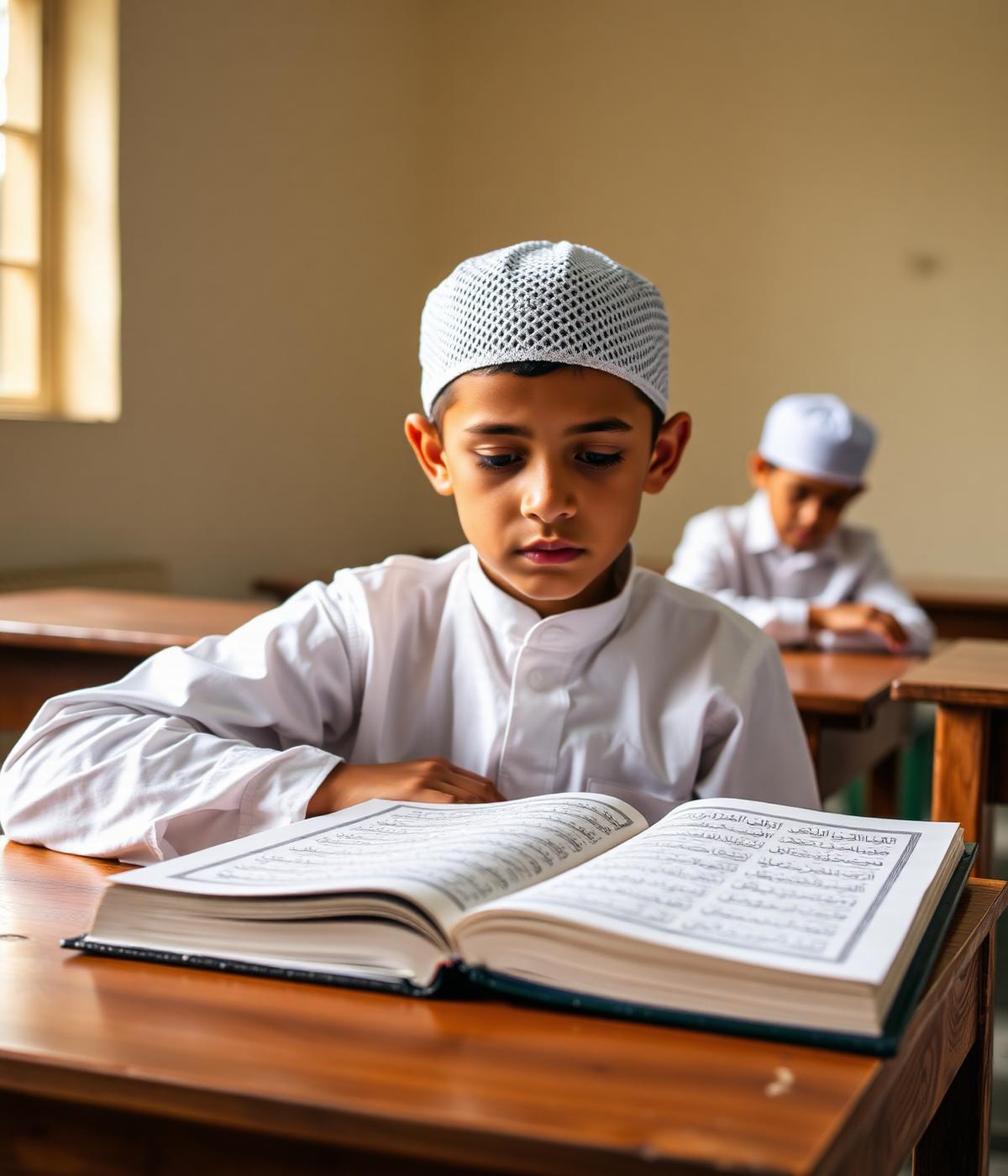 Student reading Qur'an